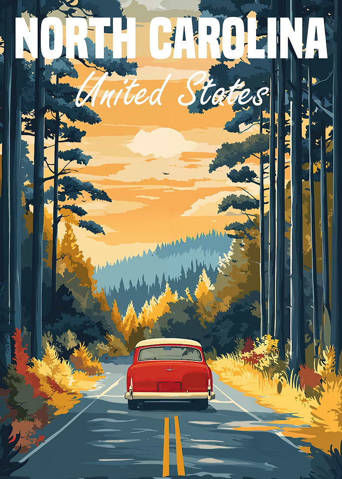 North Carolina Road Trip Poster