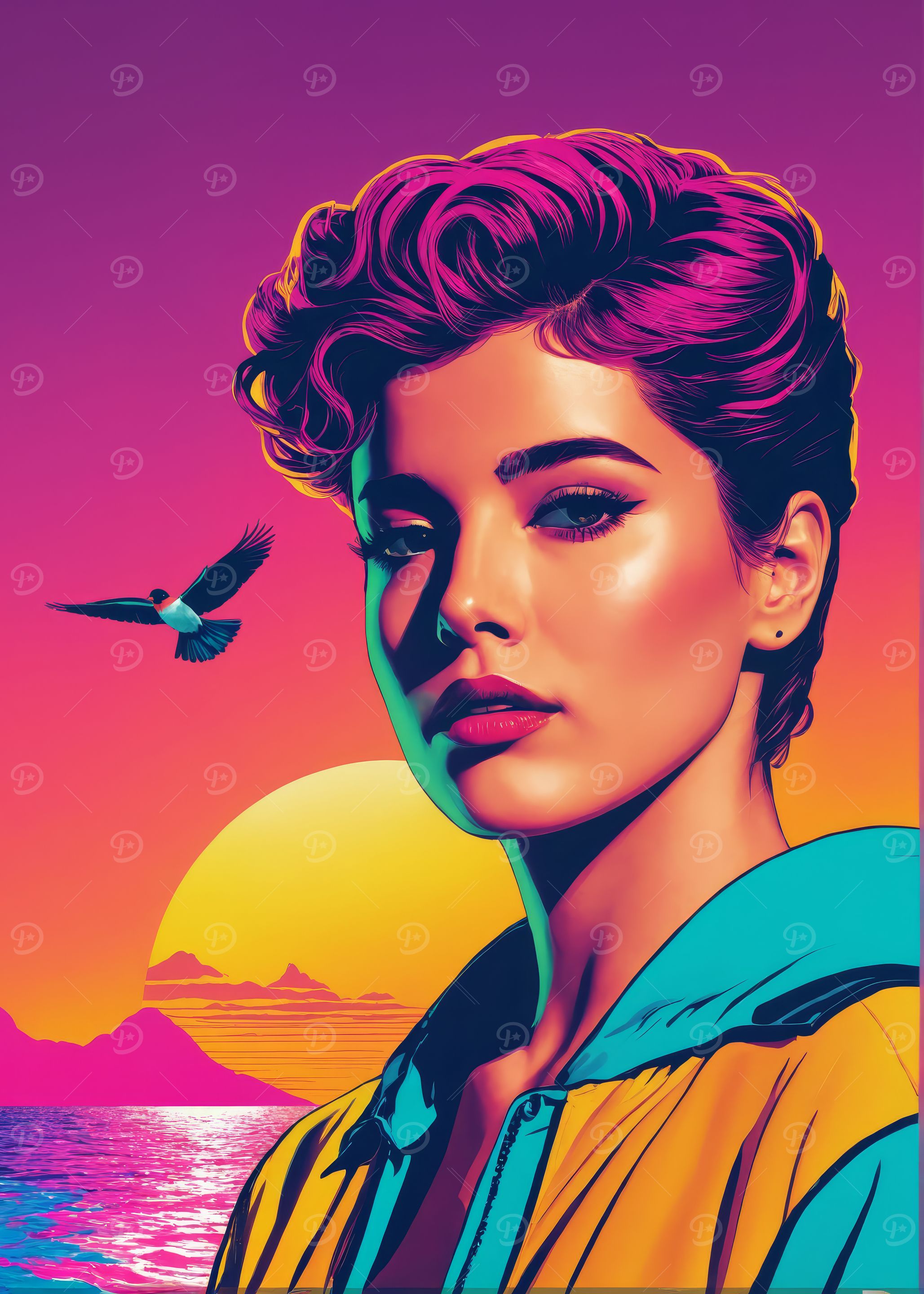 Retro Woman Sunset