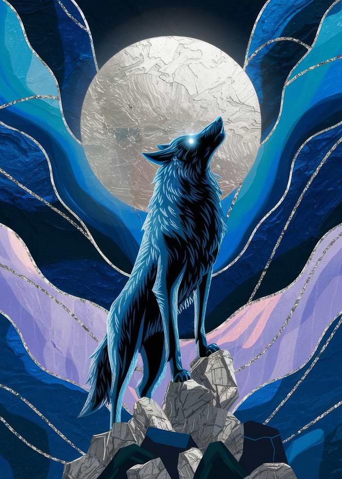 Wolf Howling at the Moon