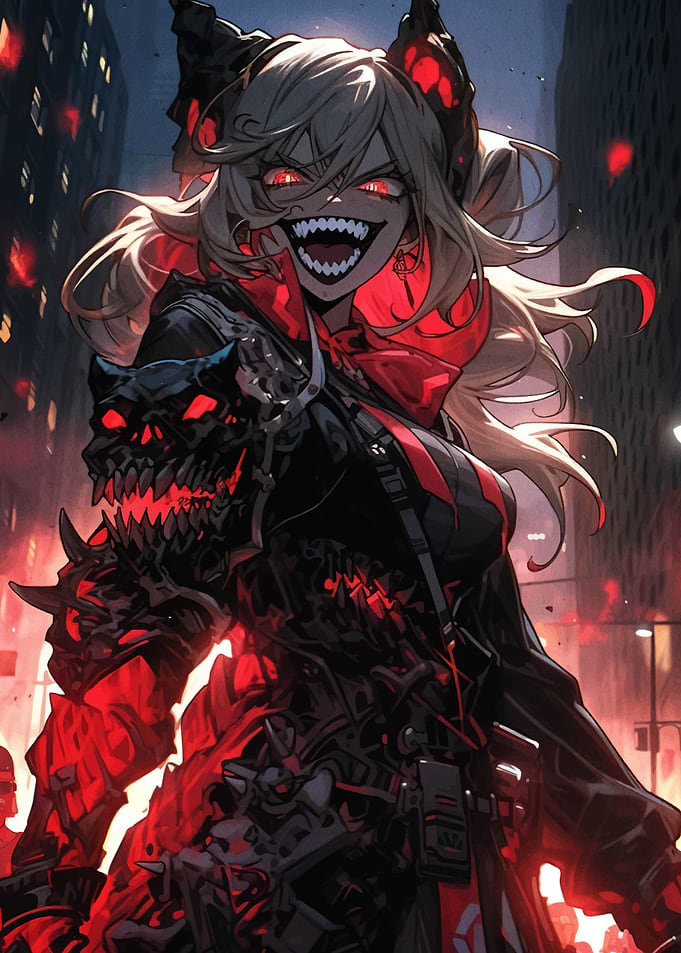 Demon Girl in Cityscape