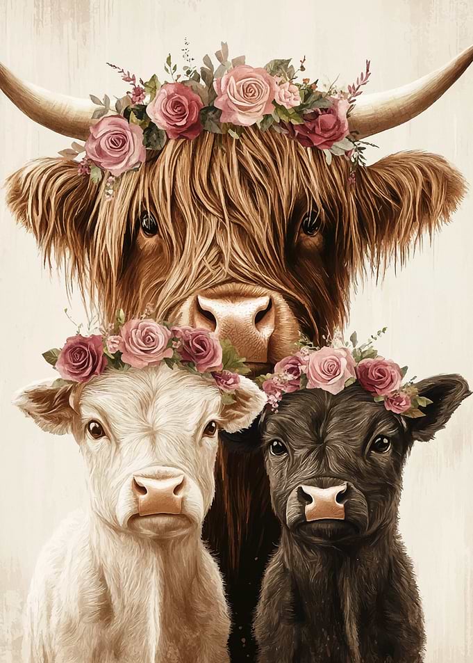 Highland Cow Family Portrait