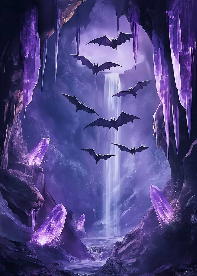 Purple Crystal Cave with Bats