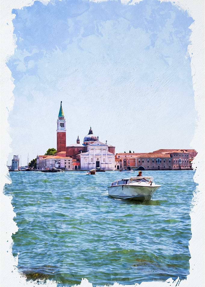 Venice Canal with Boat
