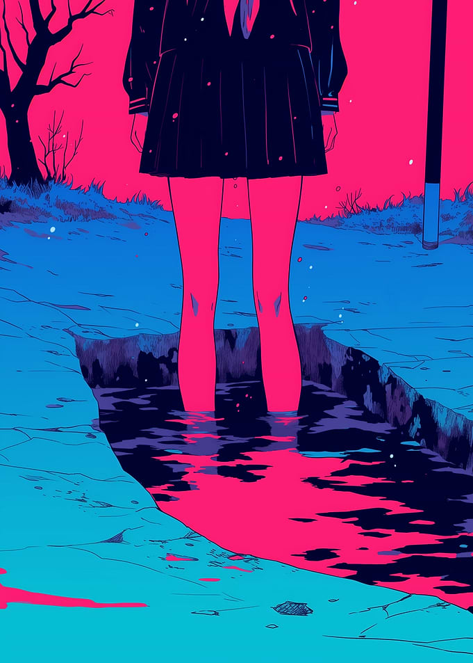 Anime Girl in a Crevice