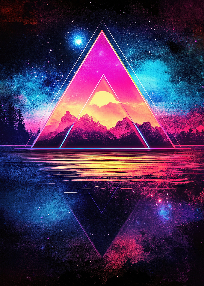 Neon Sunset Mountains