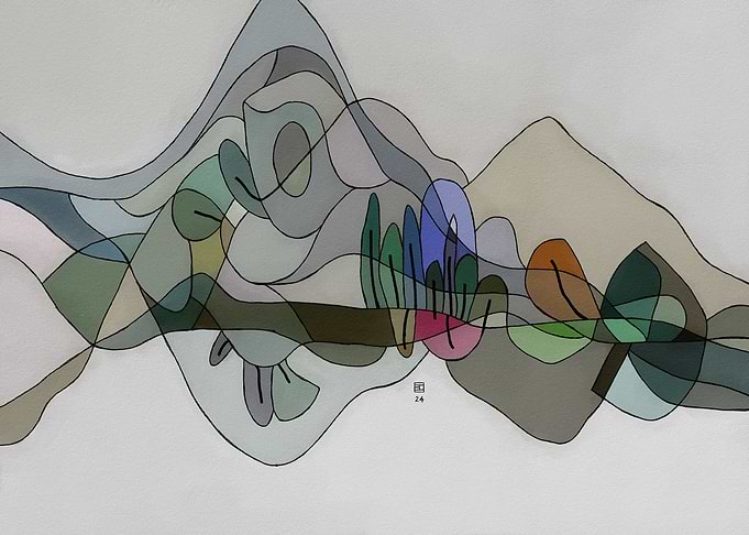 Abstract Landscape with Swirling Forms