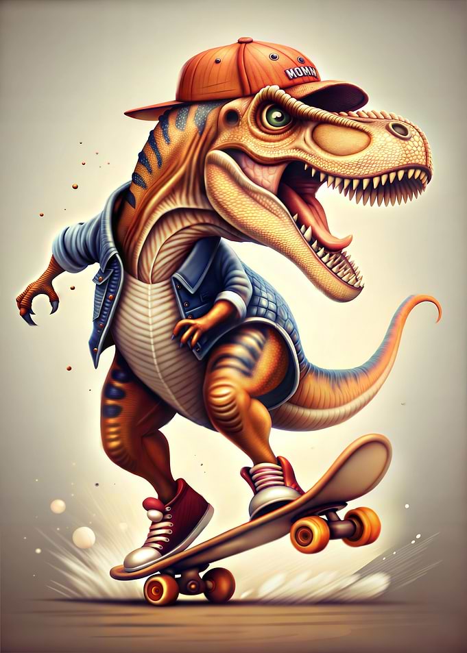 T-Rex Skateboarding Dinosaur