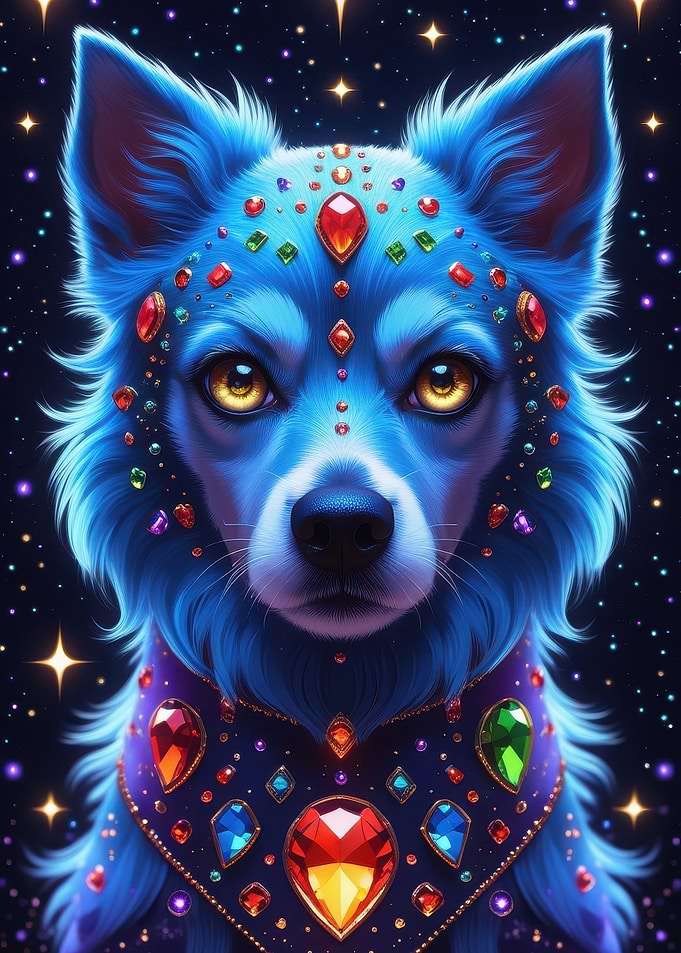 Blue Wolf with Jewels