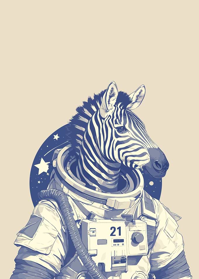 Zebra Astronaut, Zebra Astronaut Poster, Zebra Retro Print, Zebra Portrait, Animal Retro Space Poster, Funny Animal Poster, Andy Warhol Print, Vintage Poster