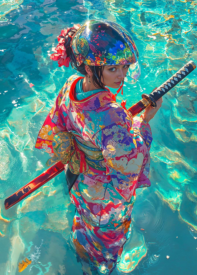 Geisha Warrior in Water