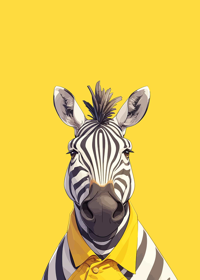 Zebra in Yellow Polo, Colorful printable zebra painting for home decor and wildlife art, zebra printable wall art, Zebra Art Print | Jungle Wall Art | Modern Boho Artwork | Zebra Poster | Zebra Stripes Illustration