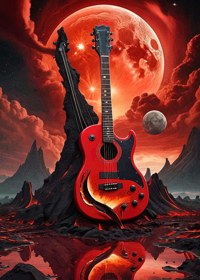 Red Guitar Landscape