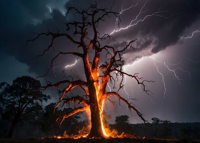 Lightning Strikes Tree