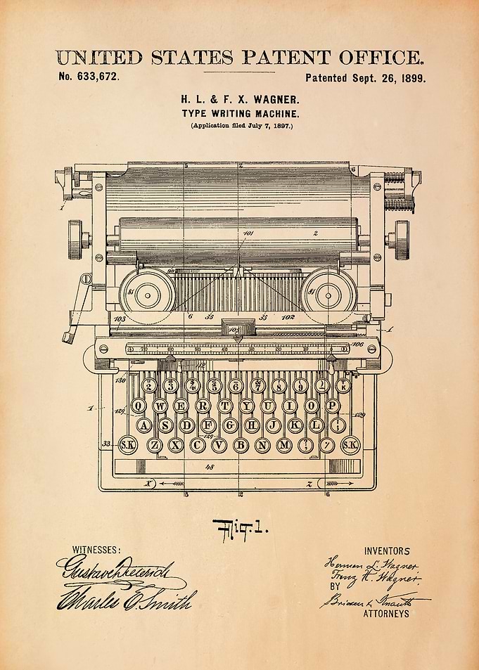 Vintage Typewriter Patent