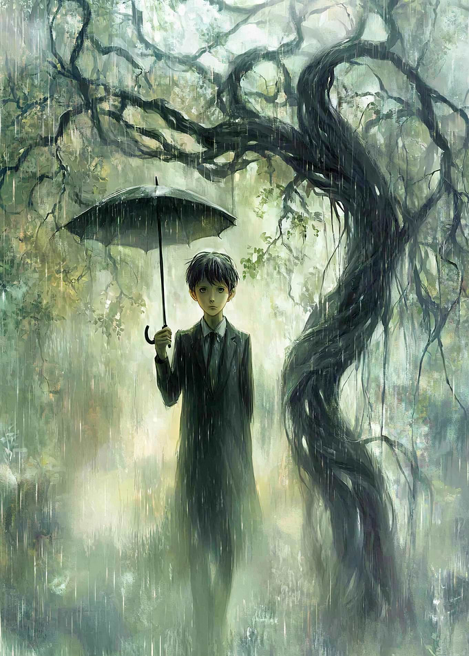 Serenity in the Rain: A Young Soul and an Ancient Tree