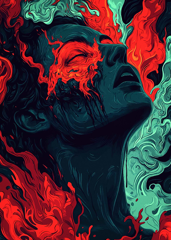 Abstract Face in Flames
