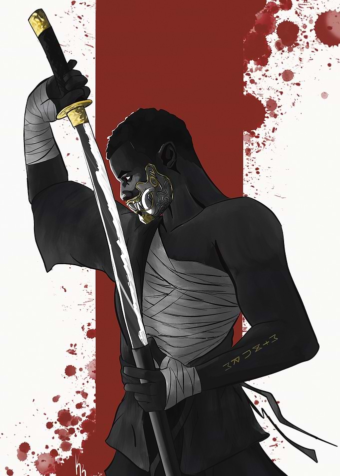 Black Samurai Warrior with Mask
