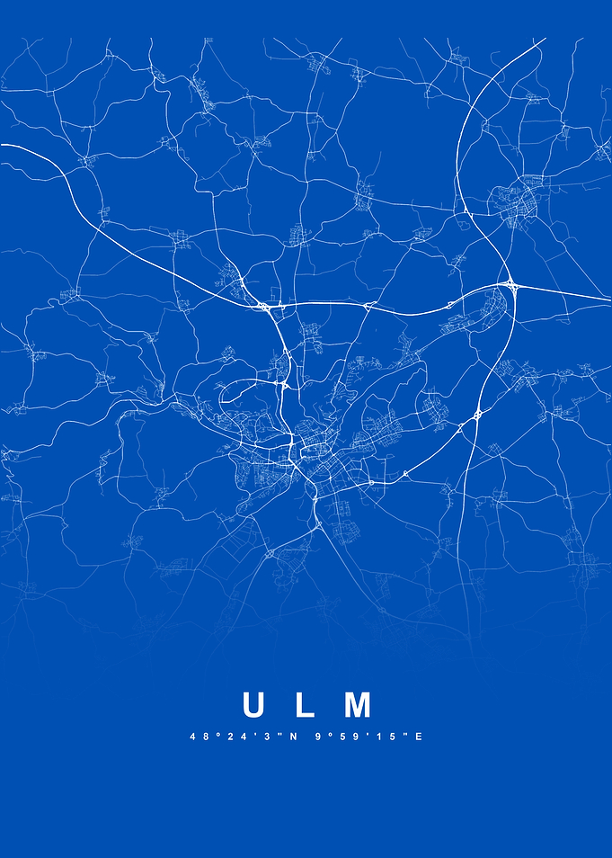 Ulm City Map Blue