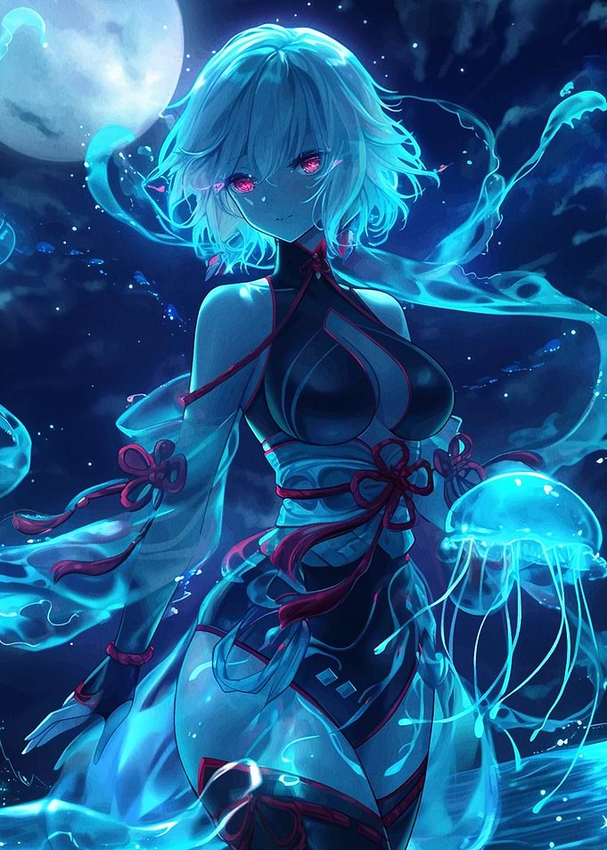 Anime Girl with Jellyfish