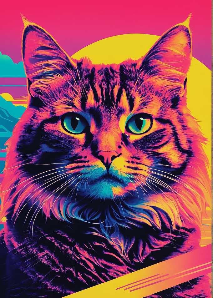 Neon Cat Portrait