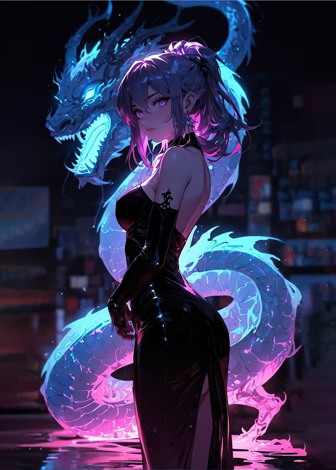 Anime Girl with Dragon