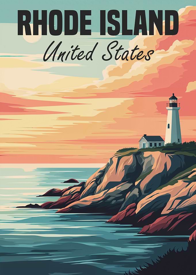 Rhode Island Lighthouse Sunset Postcard