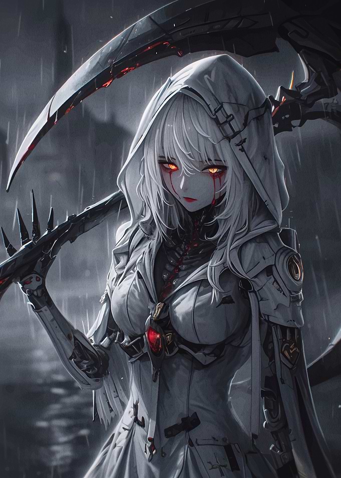 Cyberpunk Anime Girl with Scythe