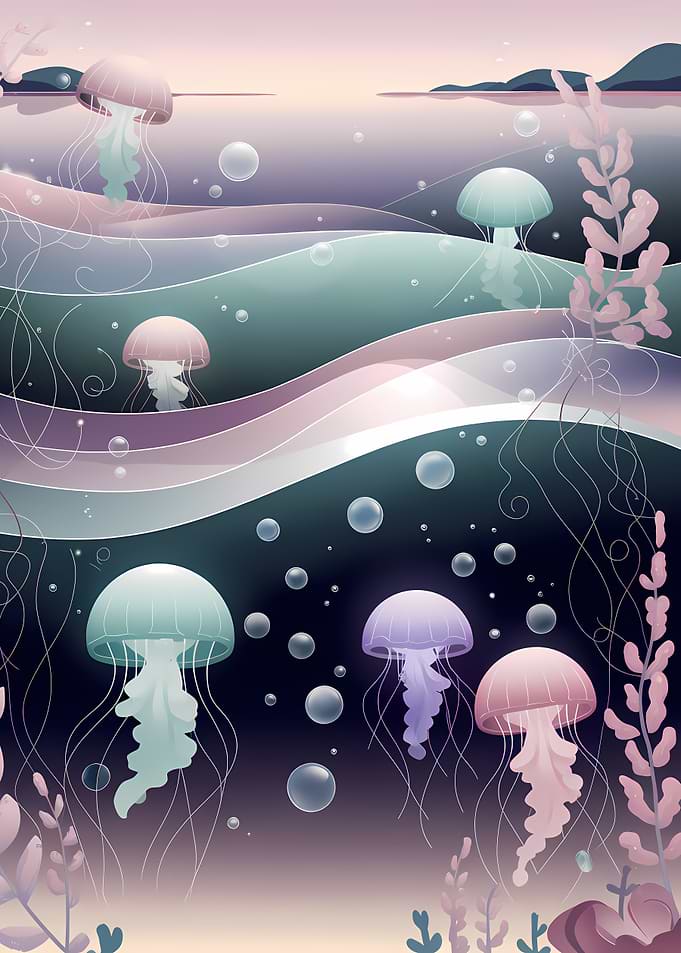 Jellyfish Underwater Scene