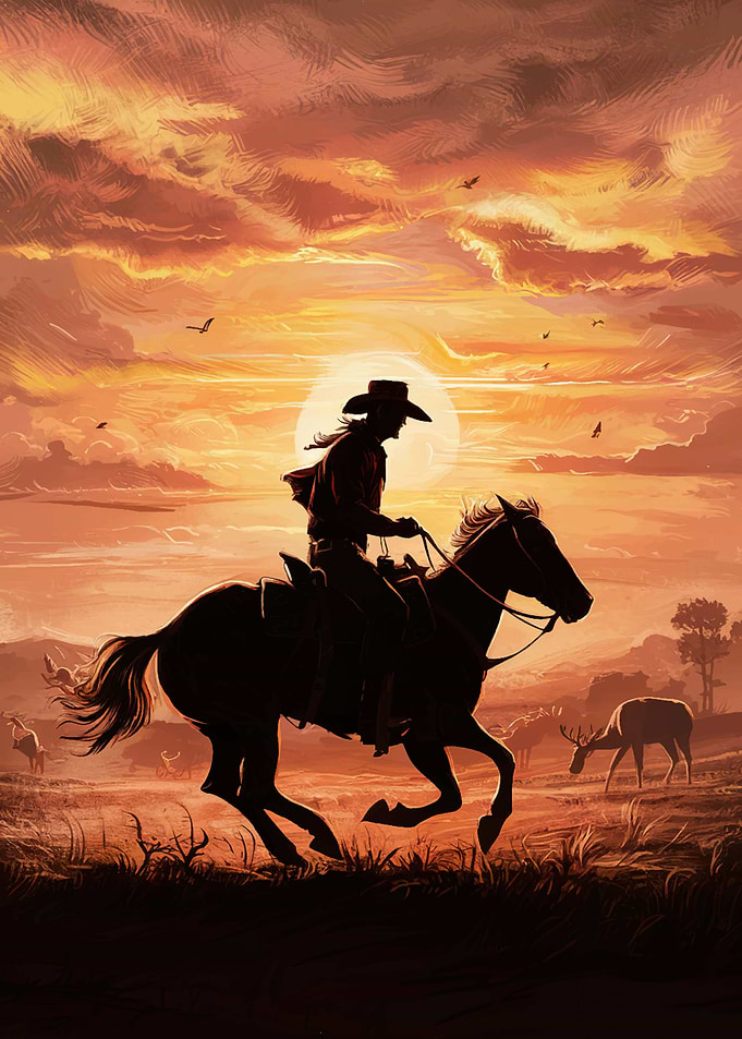 Cowboy Silhouette at Sunset