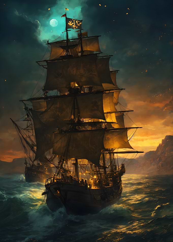 Pirate Ship at Sunset