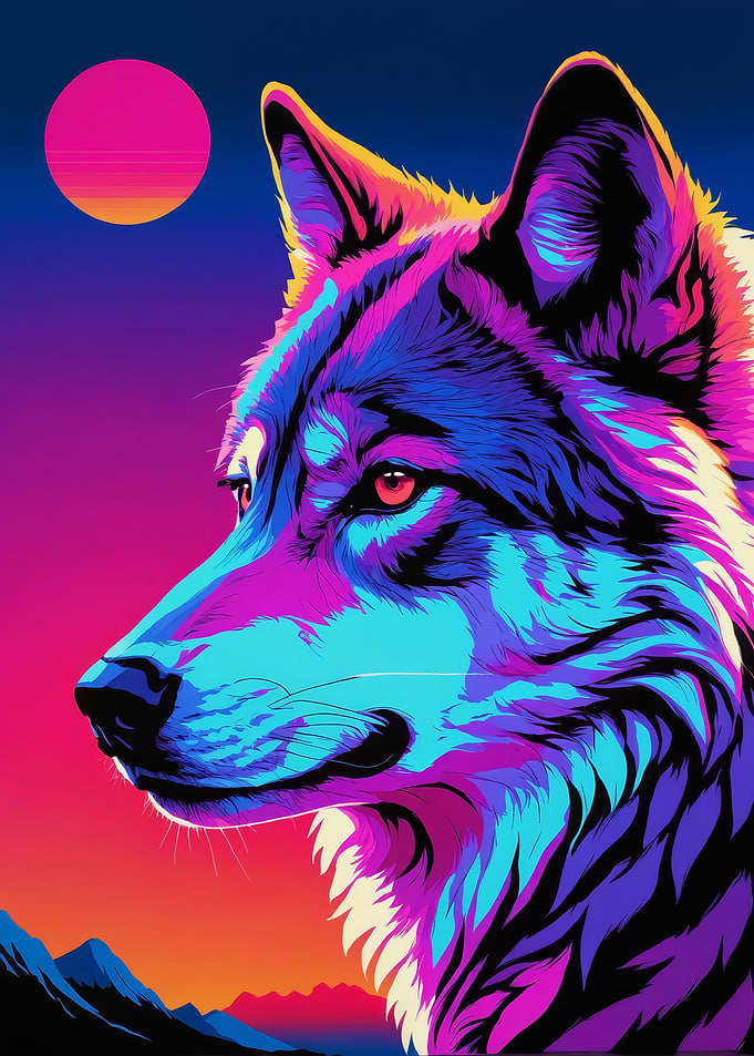 Neon Wolf Portrait