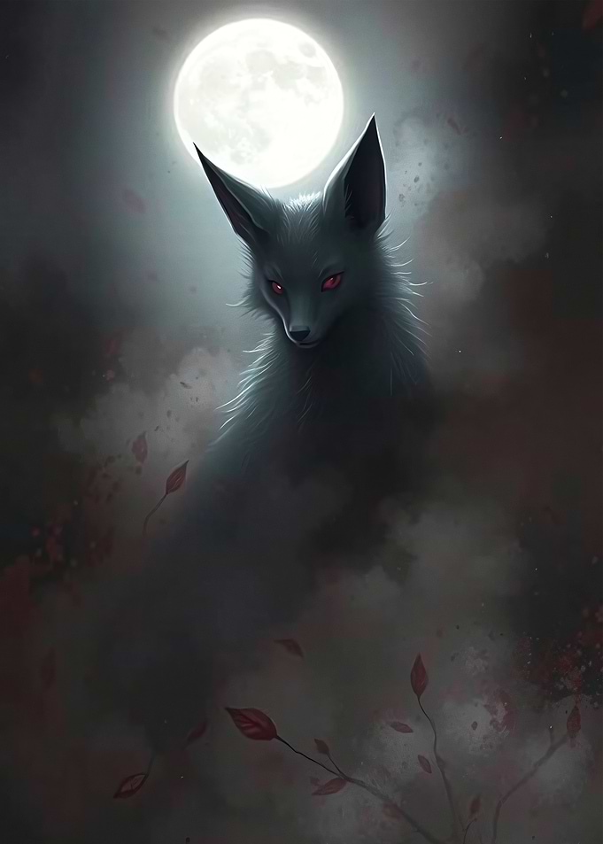 Mystical Fox Under Moonlight