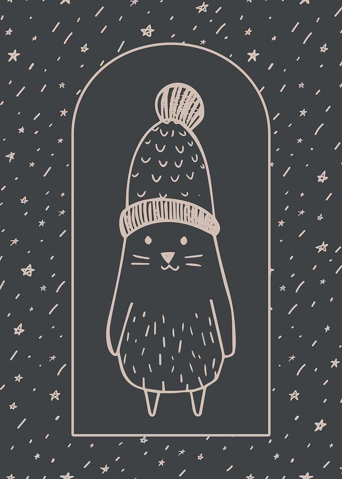 Cute Bunny in Winter Hat