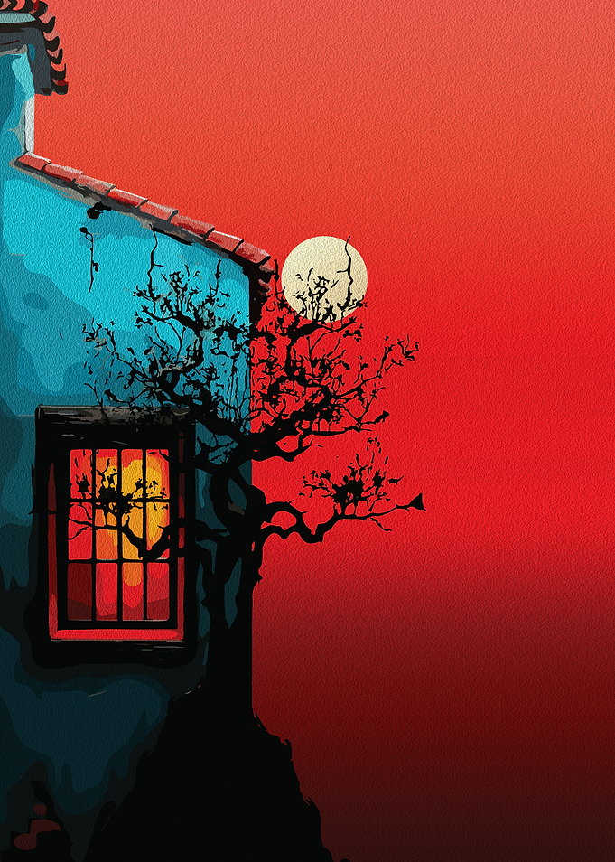 Mystical Twilight Window Scene