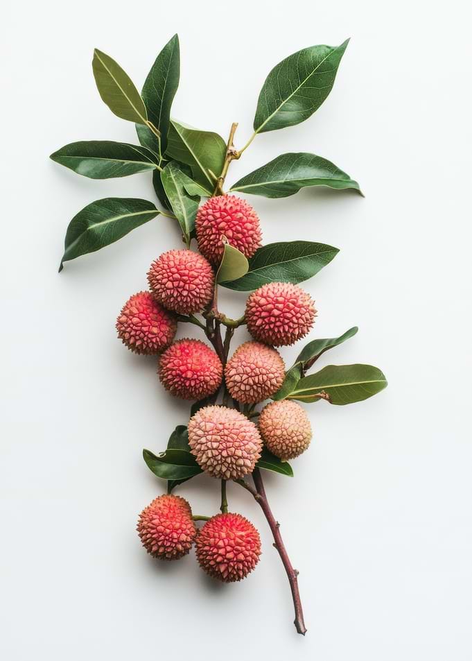 Lychee Branch with Green Leaves