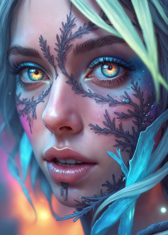 Fantasy Woman with Floral Makeup