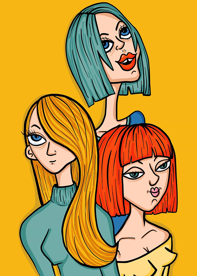 Three Cartoon Girls