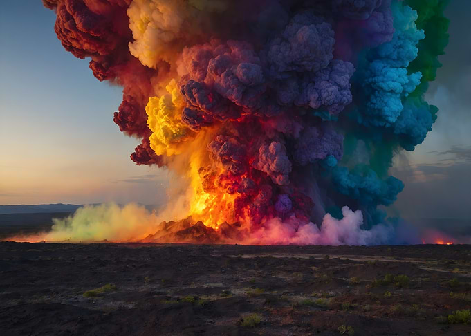 Rainbow Volcano Eruption