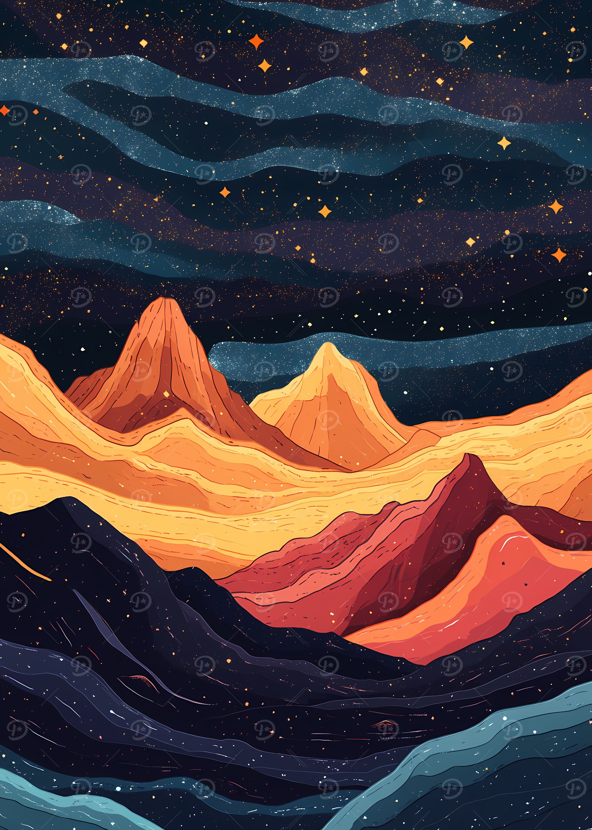 Night Sky Mountains