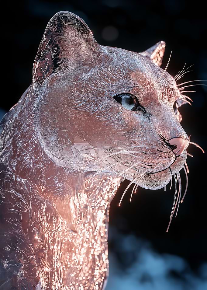 Glass Cat Sculpture
