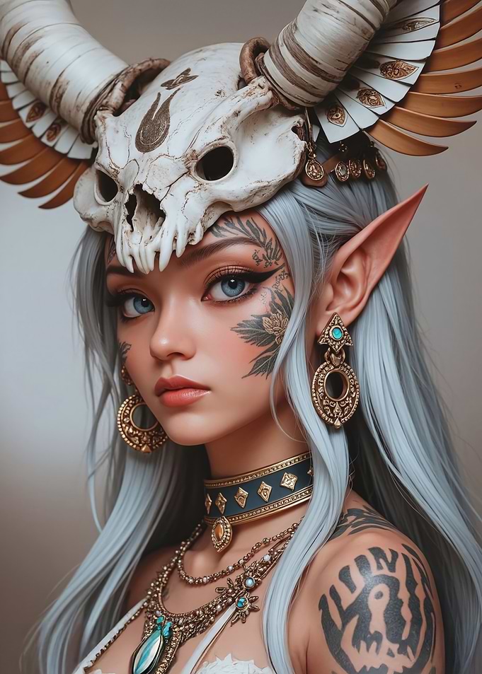 Elven Warrior with Skull Helm