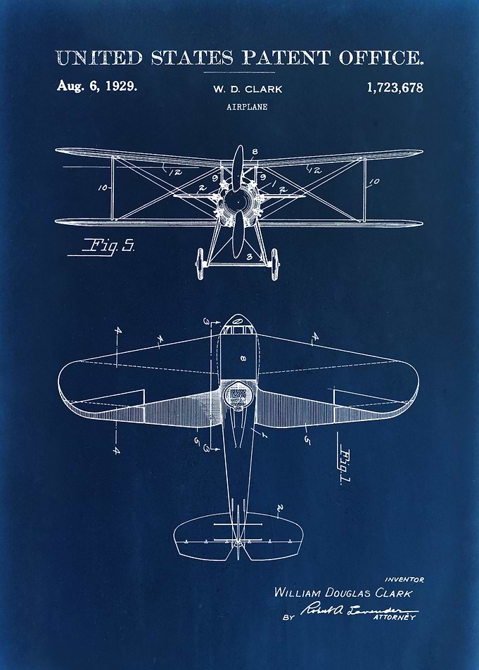 Airplane Patent Blueprint