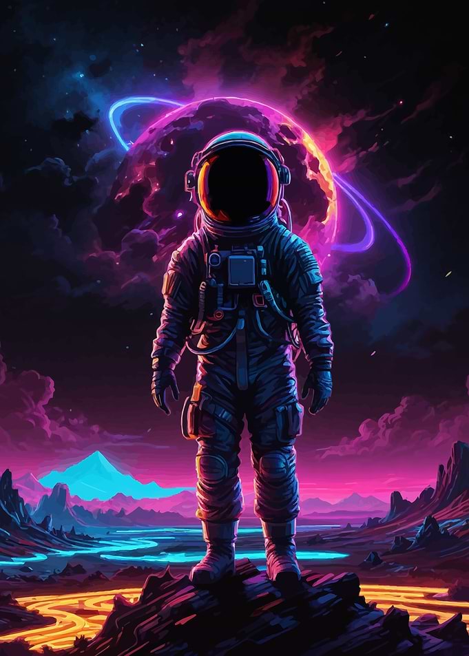 Astronaut in Neon Space