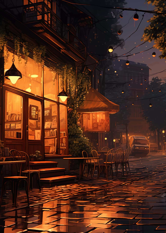 Cozy Cafe at Night