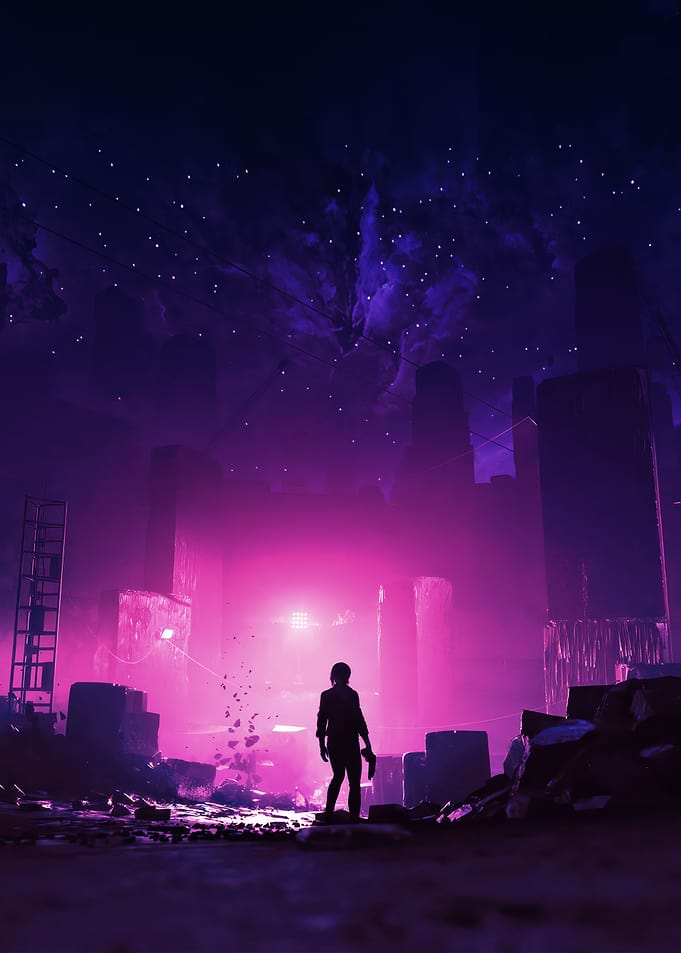 Silhouette in Neon City Game