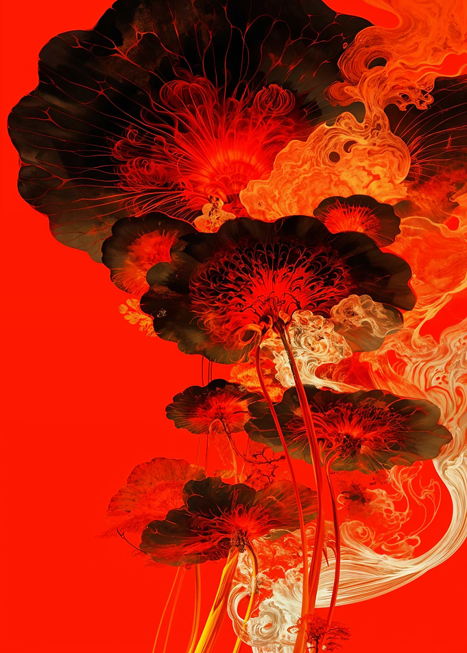 Red Floral Abstract
