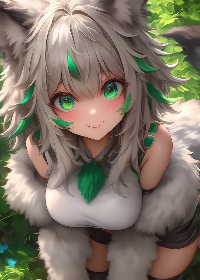 Anime Girl with Green Eyes Gaming