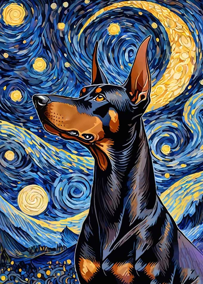 Doberman in Starry Night