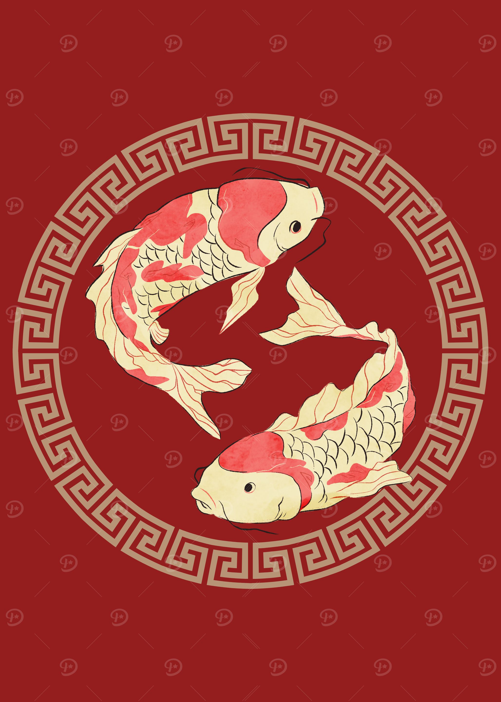 Koi Fish Watercolor Art