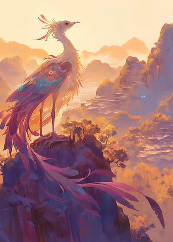 Mythical Bird on Mountaintop